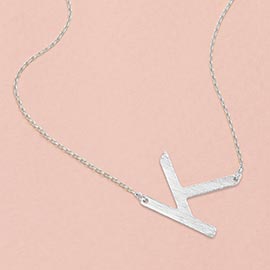 -K- White Gold Dipped Monogram Pendant Necklace